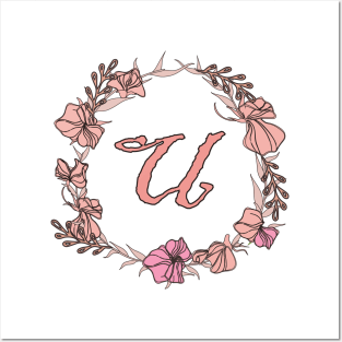 Letter U Rose Pink Initial Monogram - Letter u Posters and Art